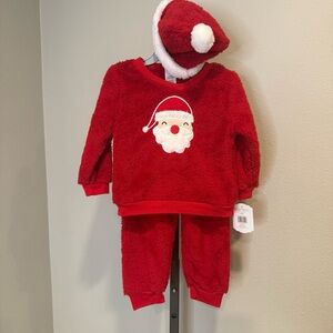 NWT Kyle & Deena soft plush Santa two piece outfit with hat size 24 months